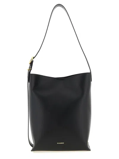Jil Sander Cannolo Tote Shoulder Bag In Black