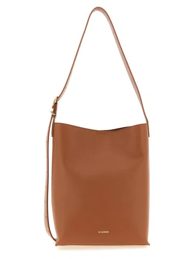 Jil Sander Women Caramel Leather Cannolo Shoulder Bag In Brown