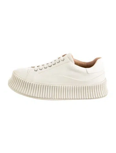Pre-owned Jil Sander Canvas Chunky Sneakers In White