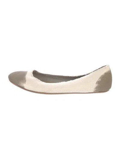 Pre-owned Jil Sander Canvas Colorblock Pattern Ballet Flats In Neutral