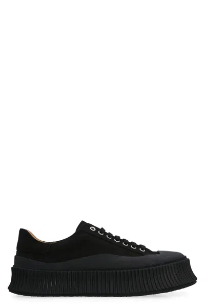 Jil Sander Oversize Sole Canvas Sneakers In Black