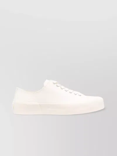 Jil Sander Canvas Round Toe Low-top Sneakers In White