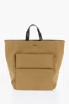 Jil Sander Canvas Shopper Bag With External Pocket In Brown