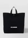 Jil Sander Canvas Shopper Bag With Leather Handles In Black