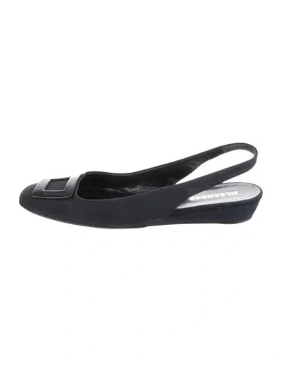 Pre-owned Jil Sander Canvas Slingback Flats In Blue