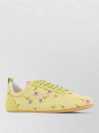 Jil Sander Canvas Sneakers Floral Pattern Lace Up In Yellow