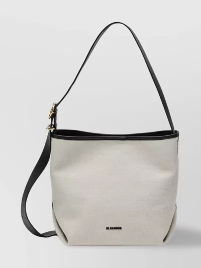 Jil Sander Canvas Tote Bag With Adjustable Strap And Contrast Trim