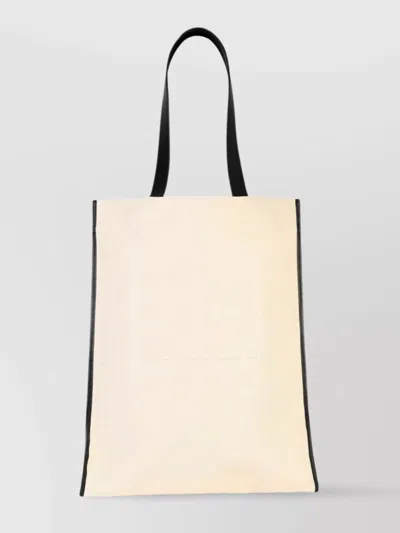 Jil Sander Canvas Tote Bag With Contrast Trim In Nude & Neutrals