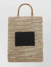 Jil Sander Canvas Tote Bag With Structured Bamboo Handle In Brown