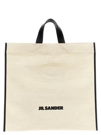 Jil Sander Canvas With Leather Trim Tote Bag In Beige
