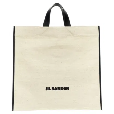 Pre-owned Jil Sander Canvas With Leather Trim Tote Bag � Beige In Brown