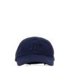 Jil Sander Navy Blue Logo Textured Baseball Hat In Blue