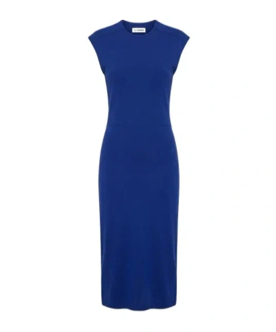 Jil Sander Cap Sleeve Fitted Dress In Blue