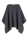 Jil Sander Wool And Cashmere Blend Cape In Gris