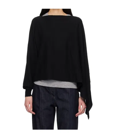 Jil Sander Cape-style Single-sleeve Knitwear In Black