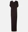 Jil Sander Caped Draped Crêpe Jersey Gown In Brown