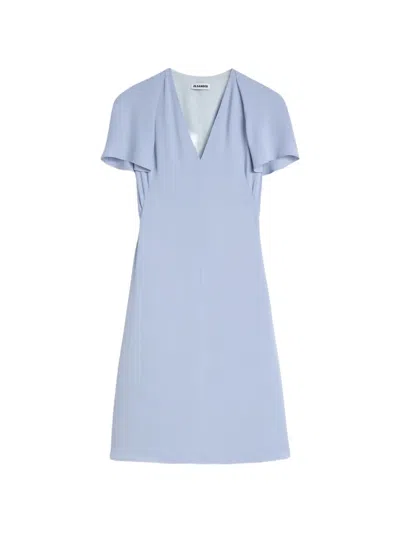 Jil Sander Cape-detail A-line Dress In Blue