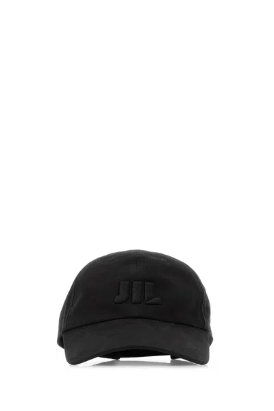 Jil Sander Twill Baseball Cap Curved Brim Design In Black