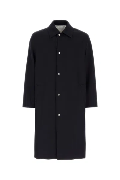 Jil Sander Dark Blue Oversize Trench Coat In Black