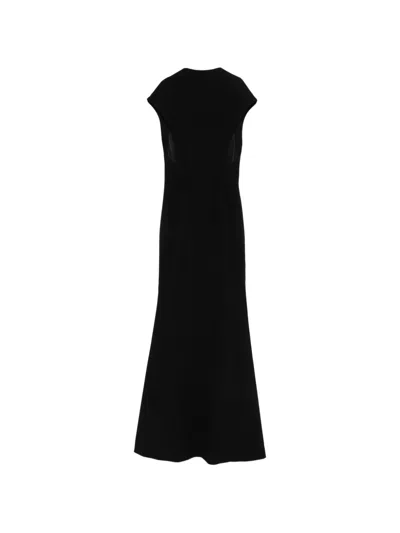 Jil Sander Cap-sleeves Maxi Dress In Black