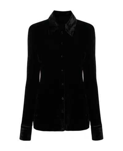 Jil Sander Capsule Velvet Jersey Shirt In Black