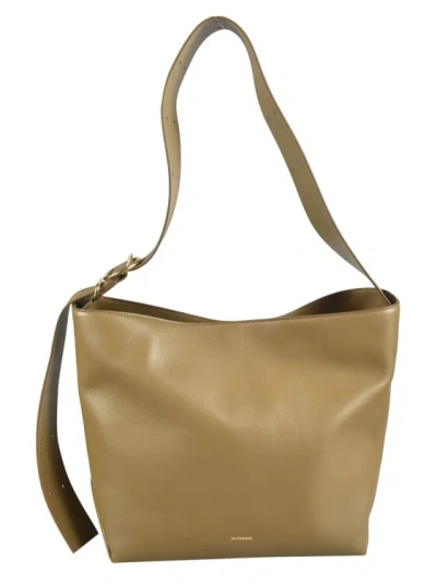 Jil Sander Caramel Brown Calf Leather Bag In Gold