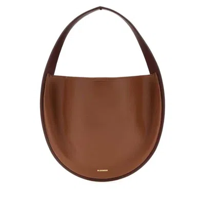 Jil Sander Caramel Leather Pivot Shoulder Bag Grape Borse A Mano In Brown