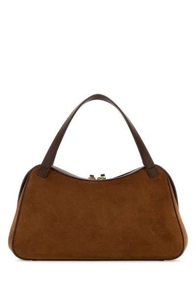 Jil Sander Caramel Suede Small Dune Handbag In Brown