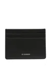 Jil Sander Logo-stamp Leather Cardholder In Black