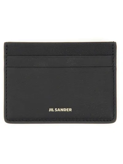 Jil Sander Logo Leather Card Holder In Black