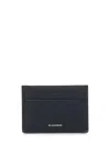 Jil Sander Logo Detail Leather Card Holder In Black