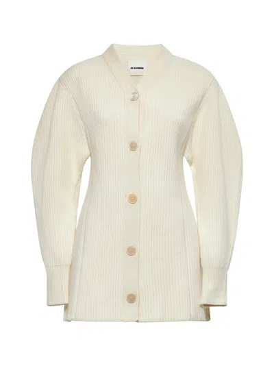 Jil Sander Cardigan In Chalk