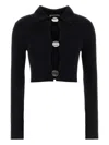Jil Sander Cropped Cardigan Featuring Buttons And Ribbed Design In Black