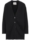 Jil Sander Longline V-neck Ribbed Cardigan In Black