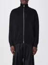 Jil Sander Black Wool Sweather With Zip Up Element In Black