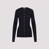 Jil Sander Silk Ribbed Crewneck Cardigan In Midnight