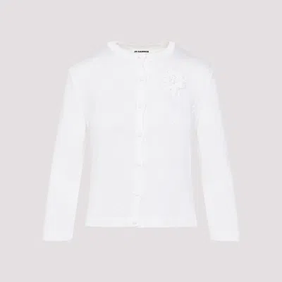 JIL SANDER CARDIGAN WITH CROCHET FLOWER