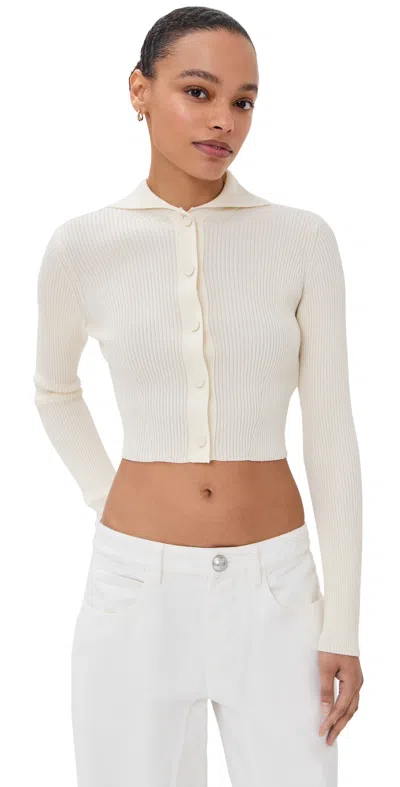 Jil Sander Cardigan With Polo Collar Chalk