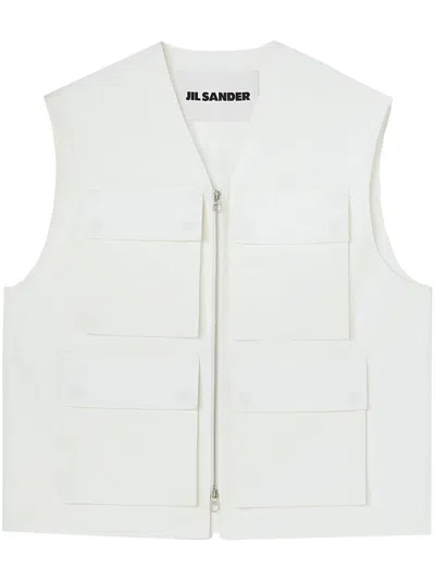 Jil Sander Cargo-weste Mit Reissverschluss In Weiss
