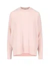 Jil Sander Soft Texture Knit Crewneck With Ribbed Cuffs And Hem In Pink