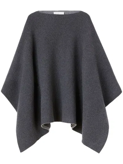 Jil Sander Boat-neck Wool-blend Cape In Grey