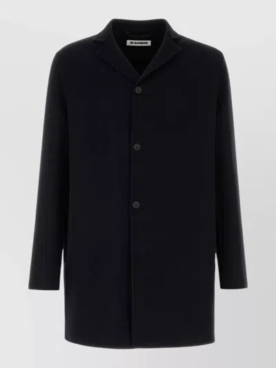 Jil Sander Cashmere Blend Coat Notched Lapel Design In Black
