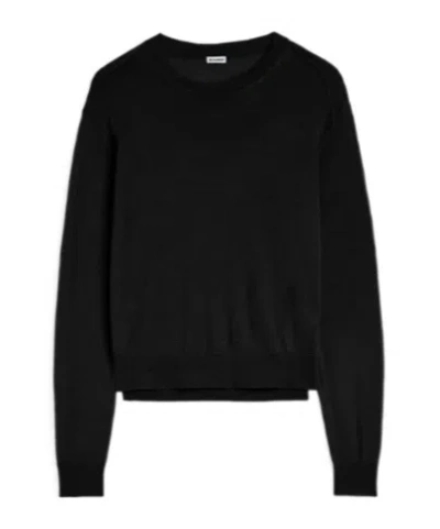 Jil Sander Cashmere Blend Crew-neck Sweater In Black