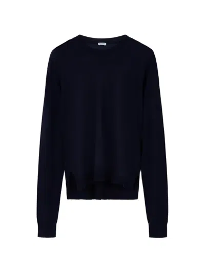 Jil Sander Cashmere Blend Crew-neck Sweater In Blue
