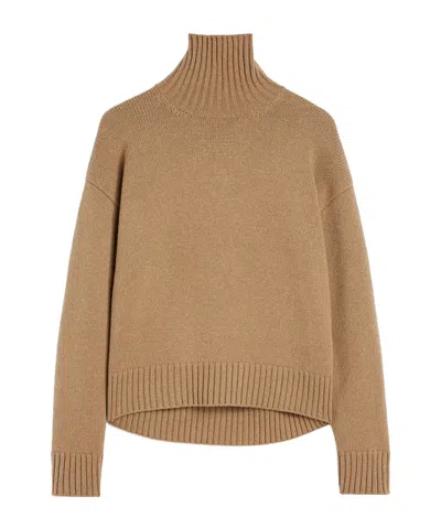 Jil Sander Cashmere Blend High-neck Sweater In Brown