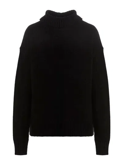 Jil Sander Cashmere Blend Turtleneck Sweater In Black