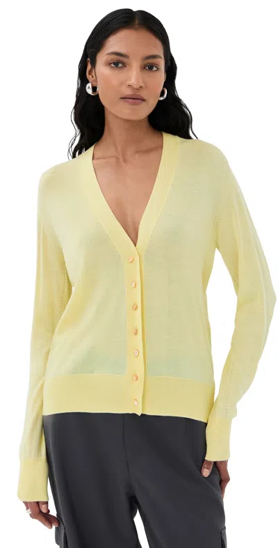 Jil Sander Cashmere Blend V Neck Cardigan Pistachio Cream In Yellow