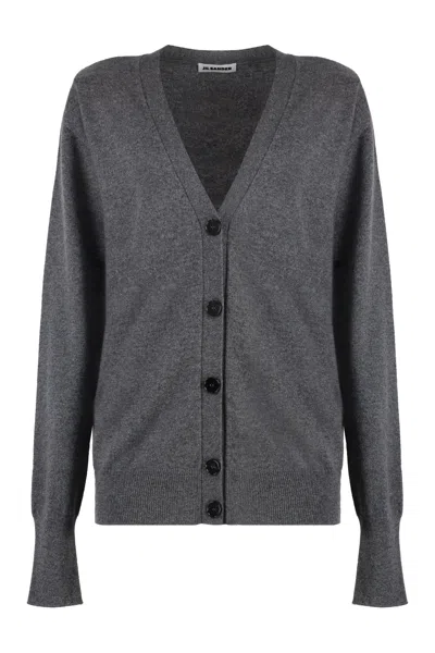Jil Sander Cashmere Cardigan In Gray