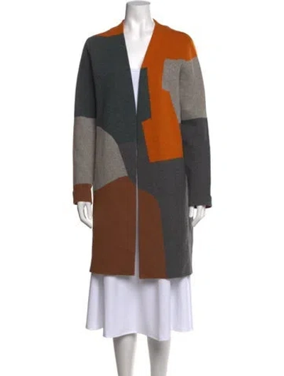 Pre-owned Jil Sander Cashmere Colorblock Pattern Sweater In Orange