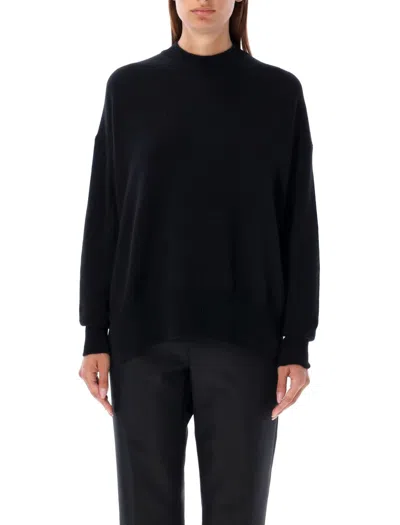 Jil Sander Oversized Cashmere Crew Neck Knit In Black